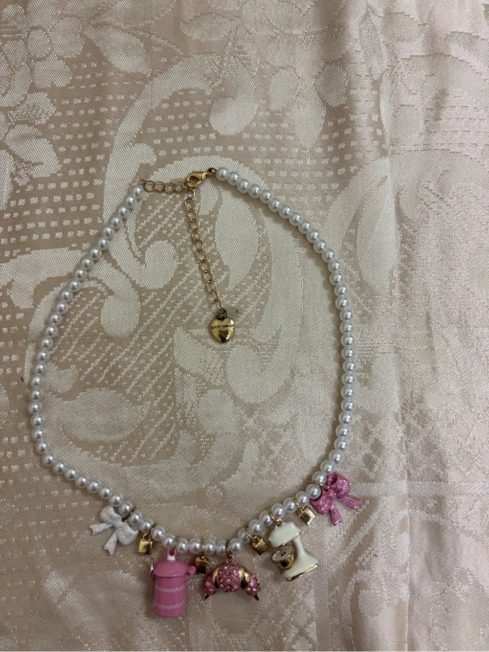 Betsey Johnson Faux Pearl Charm Necklace